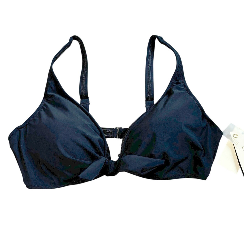 $98 Profile by Gottex Black Knot Front Bikini Top Recycled Fabric Womens 10‎